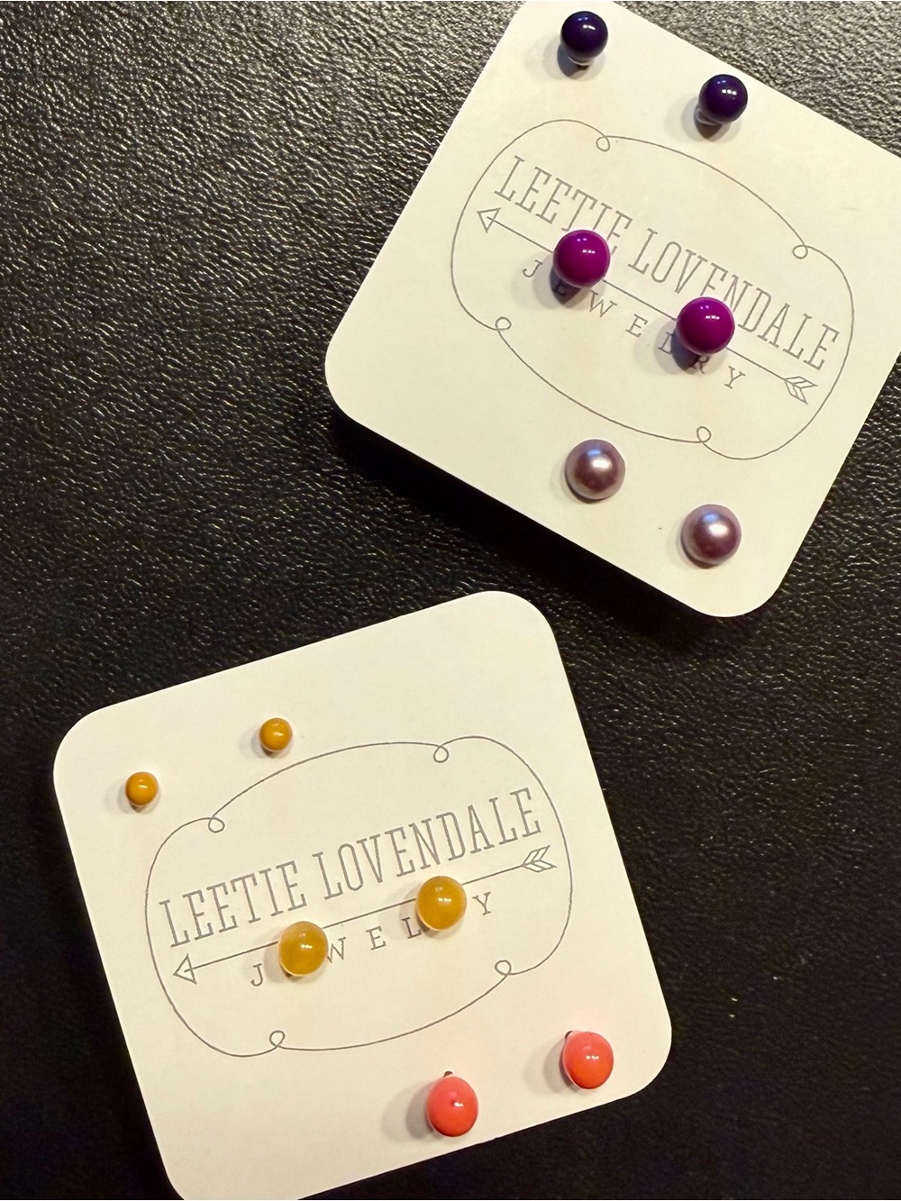Leetie Lovendale Colorful Stud Earring Set — Purple, Lavender, Mustard, Coral